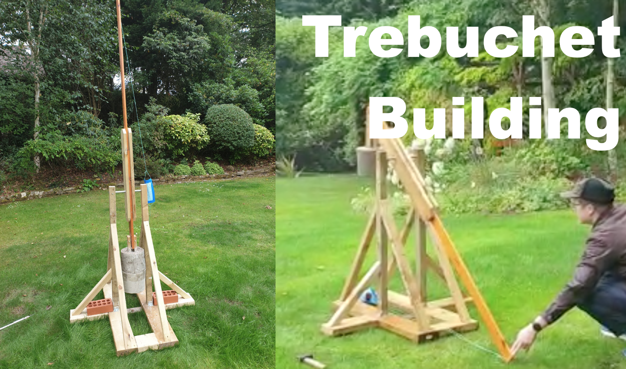 a photo of a wooden trebuchet